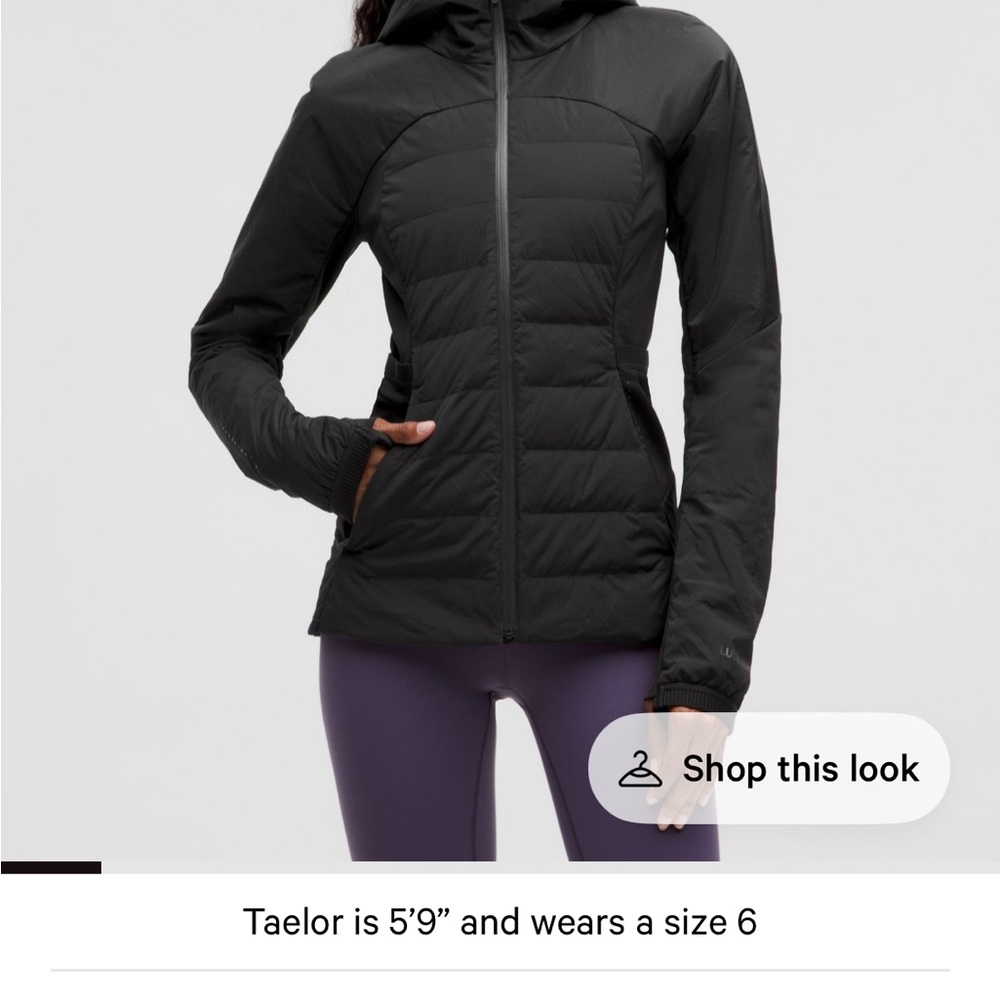 Like New 2025 Lululemon Down For it All Black Puffer Hooded Jacket Sz 8